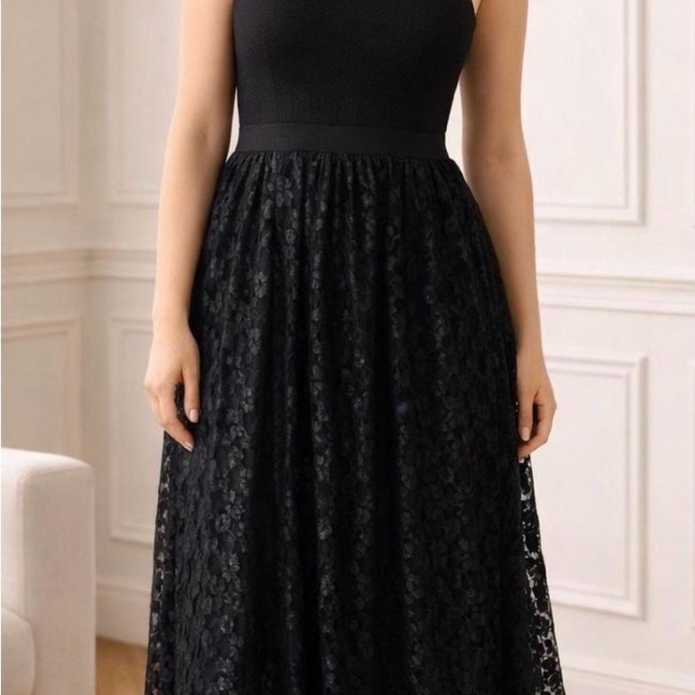 Milly Black Lace Metallic Evening Gown